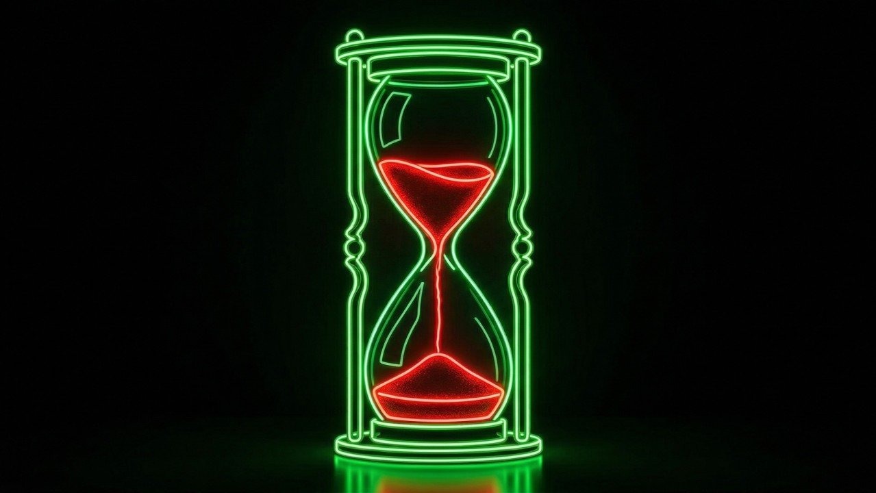 Neon-Sanduhr — Symbol der 120-Tage-Frist im FinCEN Whistleblower-Programm